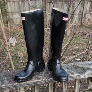 Hunter Original Gloss Black Boots Women’s 10 Men’s 9